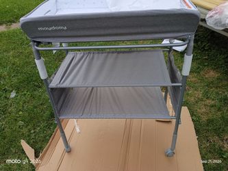 Maydolly Baby Changing Table with Wheels, Maydolly Portable Adjustable Height Folding Diaper Station with Nursery Organizer & Storage Rack for Newborn