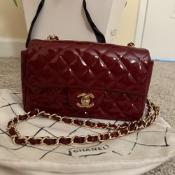 Chanel Patent Leather Vintage Burgundy Bag 