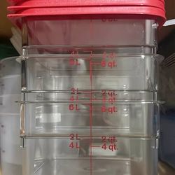 Set of 3 Cambro 6 Qt Square Food Storage Containers with Lids