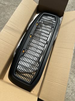 2006-2009 Dodge RAM Raptor Matte Black Front Hood Mesh W/Yellow Lights