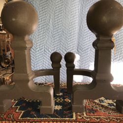 Extremely Heavy Cannon Ball Andirons 