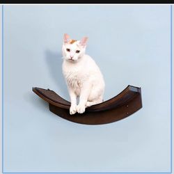 The Refined Feline Lotus Leaf Cat Shelf, Mahogany
