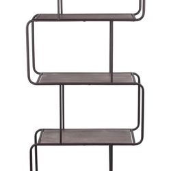 Brand New - Contemporary 6 Tier Metal and Wood Shelving Unit in Brown