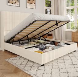 Brand new creamy king bed ( mattress sold separately)