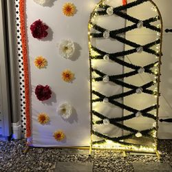 Floral and Lighted Twin Arches for Photo Booth, Engagement, Wedding,  Haldi or Mehndi Decor