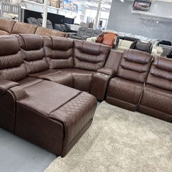 Leather reclining Sectional 