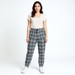 No Boundaries Juniors High Rise Utility Jogger Houndstooth Check Plaid XXXL 21