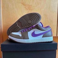Air Jordan 1 Low Purple Mocha Palomino Wild Berry White 553558-215 Men's Size 12 Brand New 