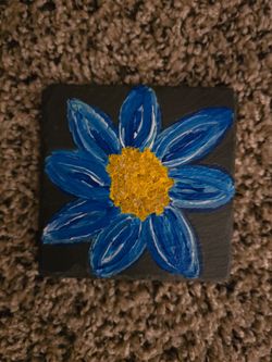 Blue Flower Slate Coaster