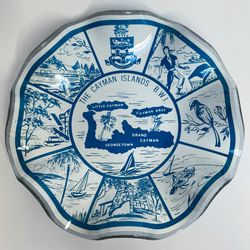Vintage Houze Art Smoked Glass Souvenir Candy/Trinket Dish - Cayman Islands