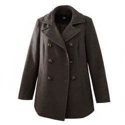 Women’s Simply Styled Grey Pea Coat $30 