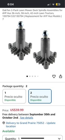 OakTen 2-Pack Lawn Mower Deck Spindle Assemblies