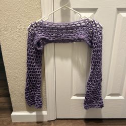 crochet purple fishnet bolero top