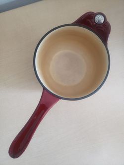 Princess House Mi Cocina Cast Iron Saucepan 2 Qt. Red Enamel