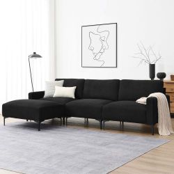 103.5*59" Modern L-shaped Sectional Sofa, 4-seat Velvet Fabric Couch Set with Convertible Ottoman,Freely Combinable Sofa for Living Room, Apartment, O