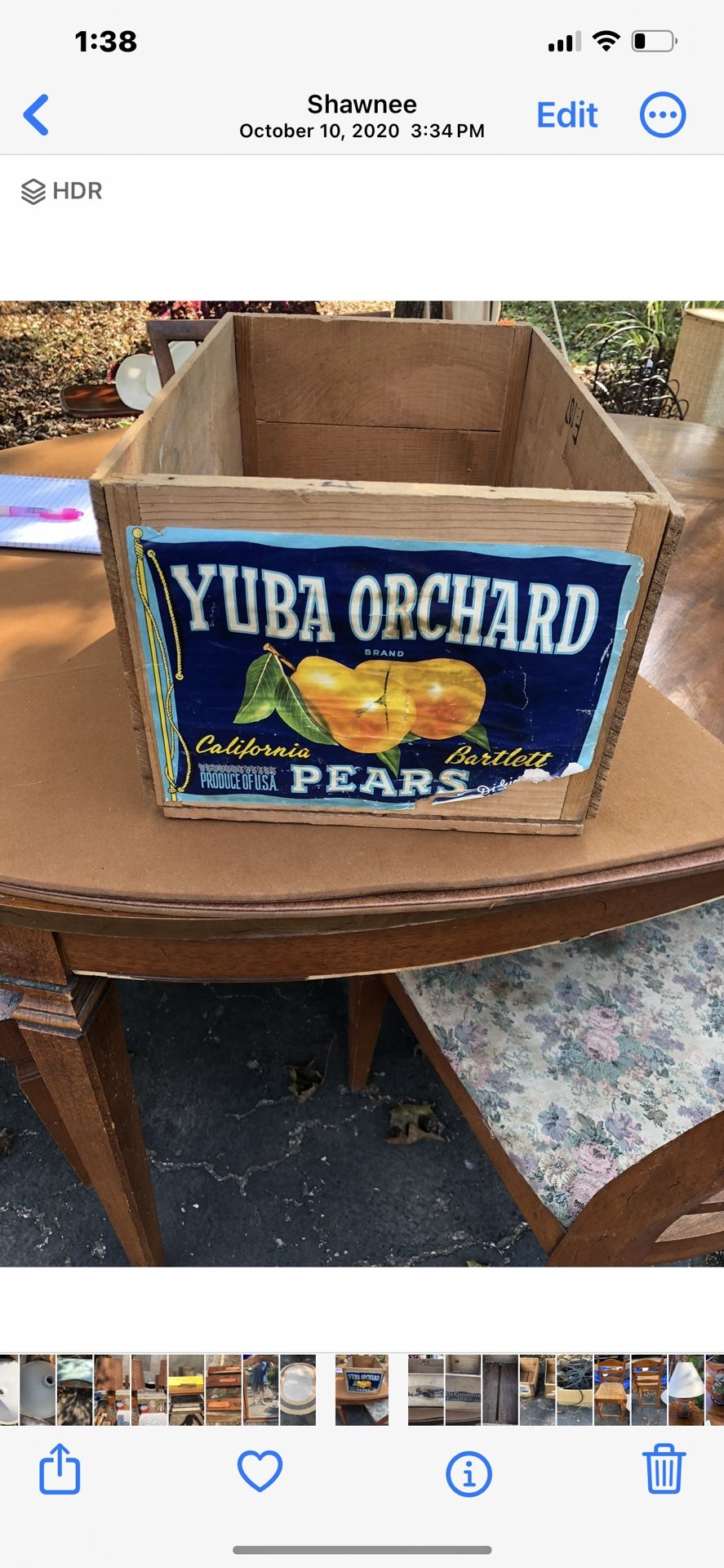 Vintage ‘50’s Original Fruit Crate