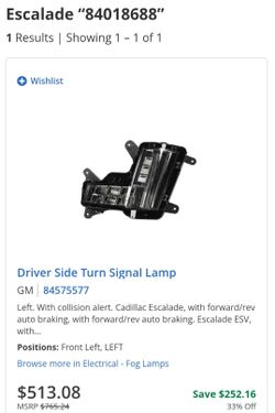 15-20 Cadillac Escalade  driver  turn signal