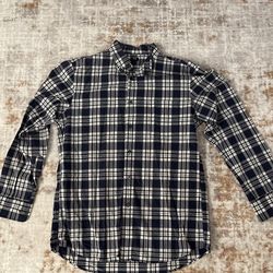 UNIQLO Men’s Plaid Button-Down Shirt Navy/White Size L