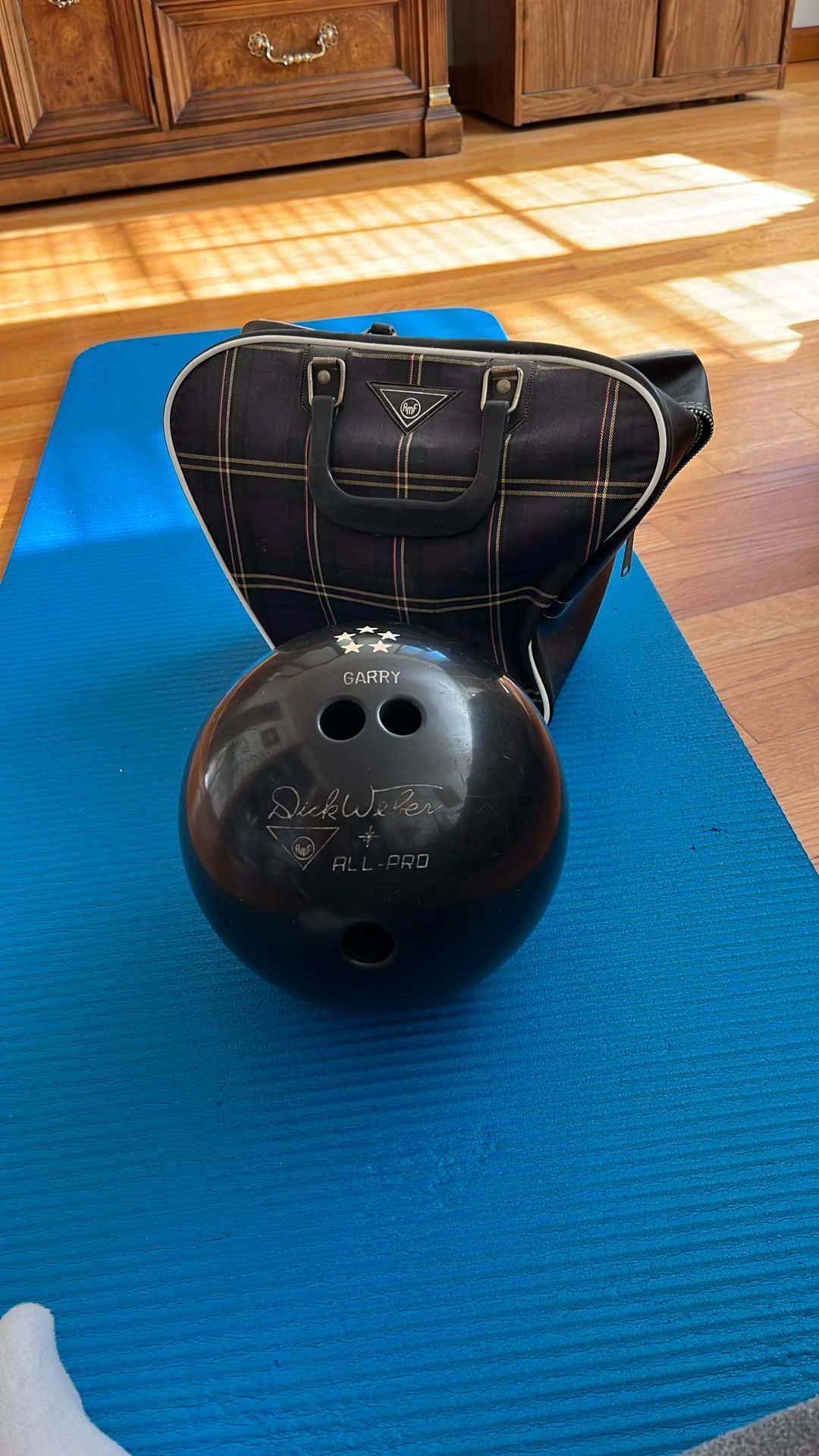 Vintage AMF Dick Weber All Pro Bowling Ball And Case