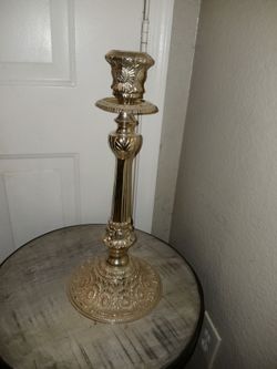 Large Silver Plate Ornate Rococo Or Baroque Style Candle Stick
