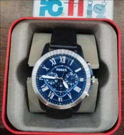 Mens Fossil Blue Dial Chronograph Quartz