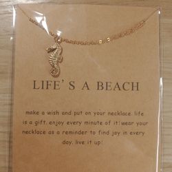 Life's A Beech Seahorse Charm Necklace 