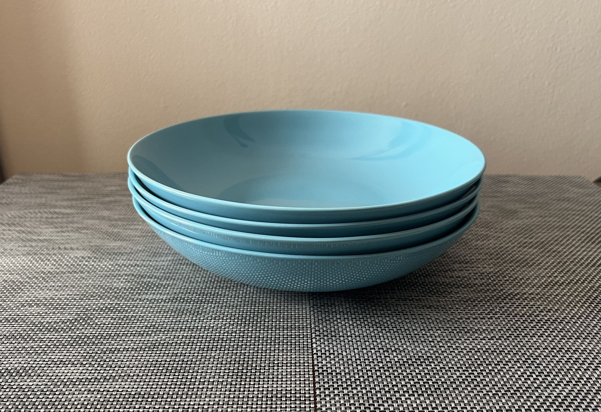 Set of 4 IKEA Turquoise Pasta/Soup/Salad Stoneware Plates
