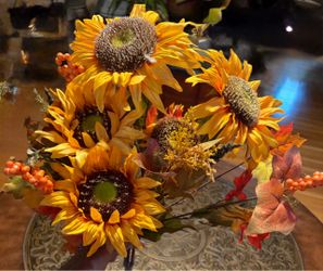 Faux Sunflower and Autumn Leaf Floral Bouquets. Read description 1st