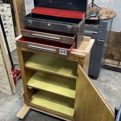 Homemade Rolling Cabinet with Toolbox