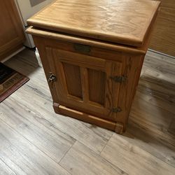 Oak cabinet with swivel top great shape $65