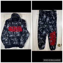 Von Dutch Black Paint Splatter Sweatshirt & Sweatpants Set Size Small