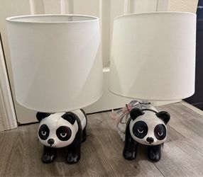NEW. Ceramic Panda Based Table Lamps, a set of two