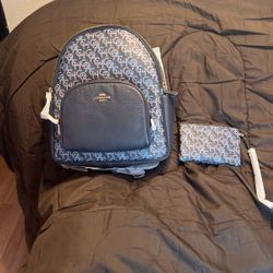 Coach Navy Bag With Wallet