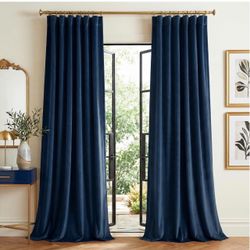 Navy Blue Velvet Curtains – 2 Panels, 52” W x 96” L
