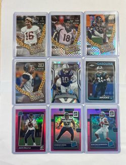 Football Card Lot - Joe Montana Peyton Manning Jonathon Brooks Rated Rookies 9pc