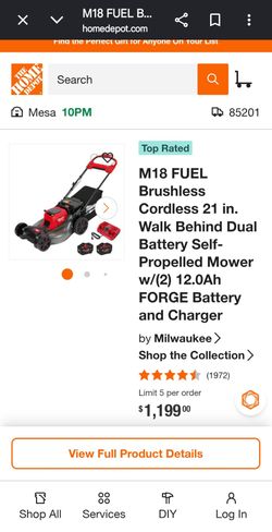 M18 FUEL

Brushless

Cordless 21 in.

Walk Behind Dual

Battery Self-

Propelled Mower

w/(2) 12.0Ah

FORGE Battery

and Charger