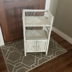 Wicker Side Table Stand Shelf 