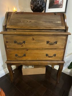 Vintage Wood Roll Top Secretary Desk