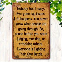 [Inspirational Quote Wall Decor Sign] Iron Metal Sign, Inspirational Quote Wall Decor, Weatherproof Vintage Wall Art, Easy to Hang, for Home, Office, 