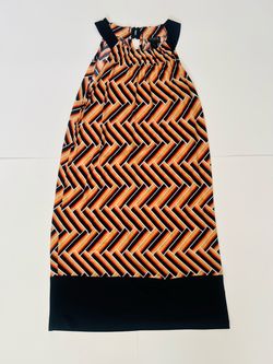 En Focus Studio Women's Size 6 Sleeveless Chevron Orange Black Retro Halter Neck