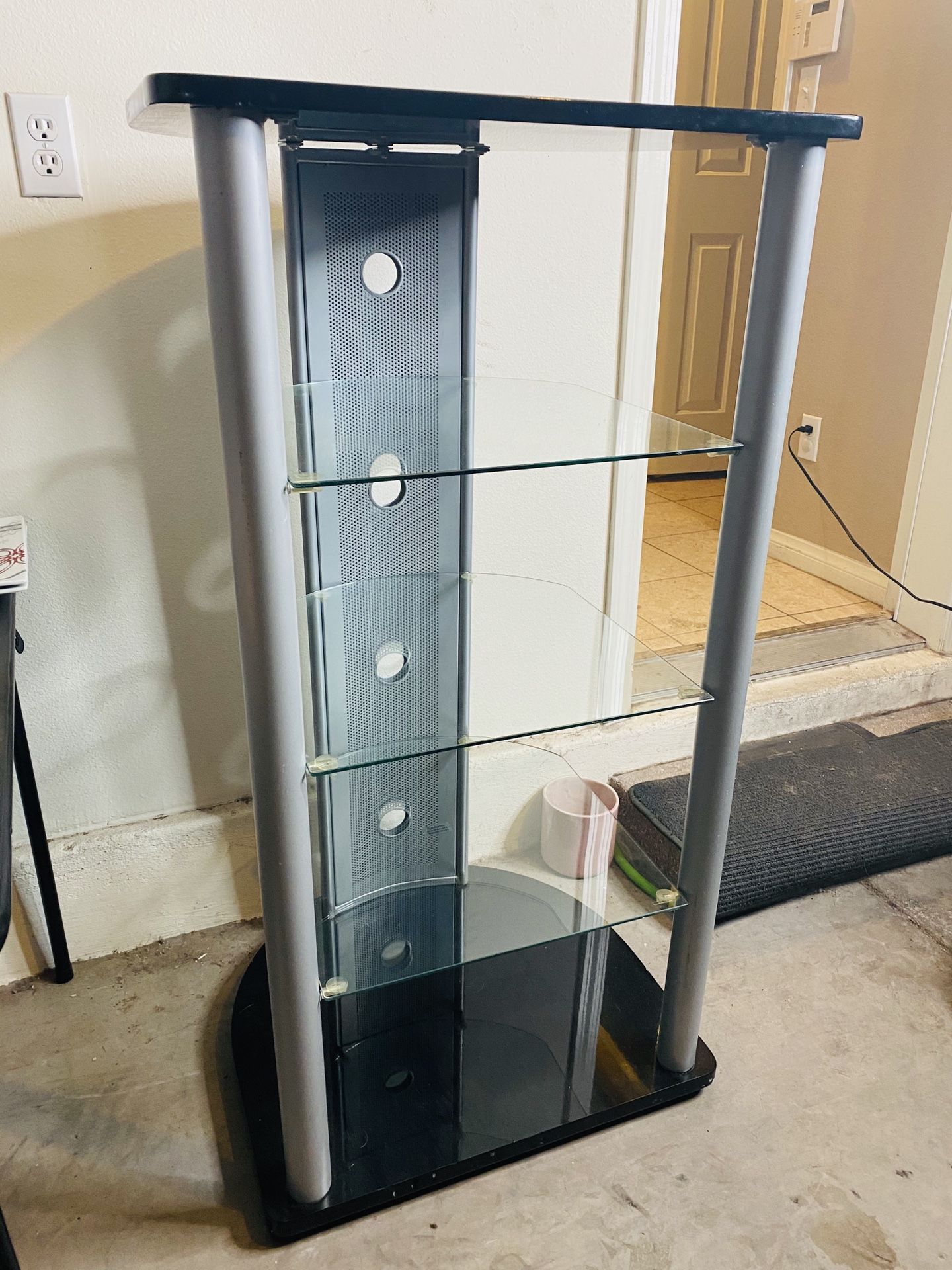 Like NEW Tv stand / tower with glass shelves
