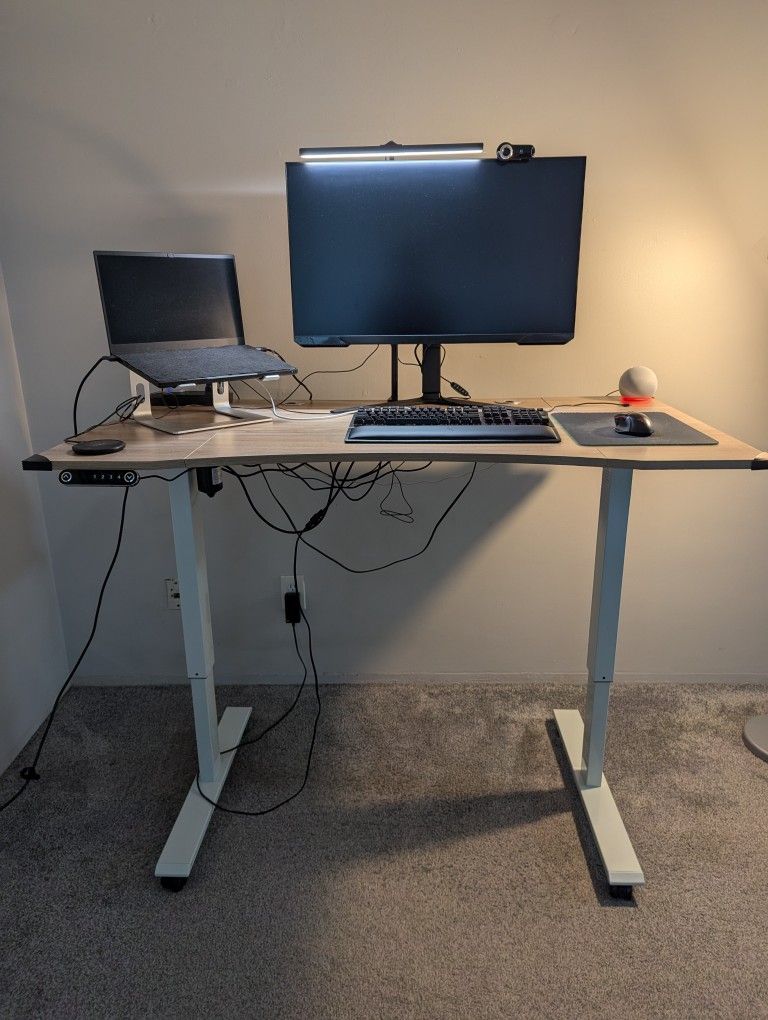 ⚡Electric Standing Desk - (White Frame/Oak & White Top) - Grab It for Just $130 (OBO)!⚡