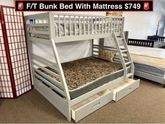 New Solid Full / Twin bunk bed with mattress