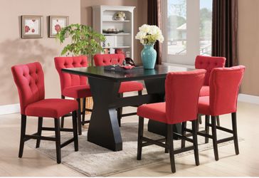 Brand New 6 Piece Red Counter Height Dining Set