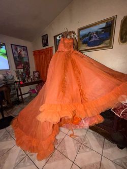 Orange quinceañera dress