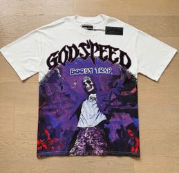 God speed booby trap medium shirt (white - purple)