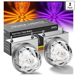 2x 12V LED Watermelon Light Amber Purple Dual Color w/Brackets for Truck Trailer