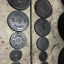 6ft Straight 1 Inch Bar With 390lbs Standard 1 Inch Holes Home Gym Complete Set Cast Iron CrossFit Deadlifting 