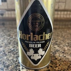 Horlacher Premium Pilsner 12oz Bottom Opened Collectible Pull Tab Beer Can