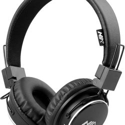 NIA Wireless Over Ear Headphones, Multifunctional Foldable Colorful Stereo Bass Bluetooth Headsets with 3.5mm Jack/Microphone/MP3 Player/FM Radio On-E